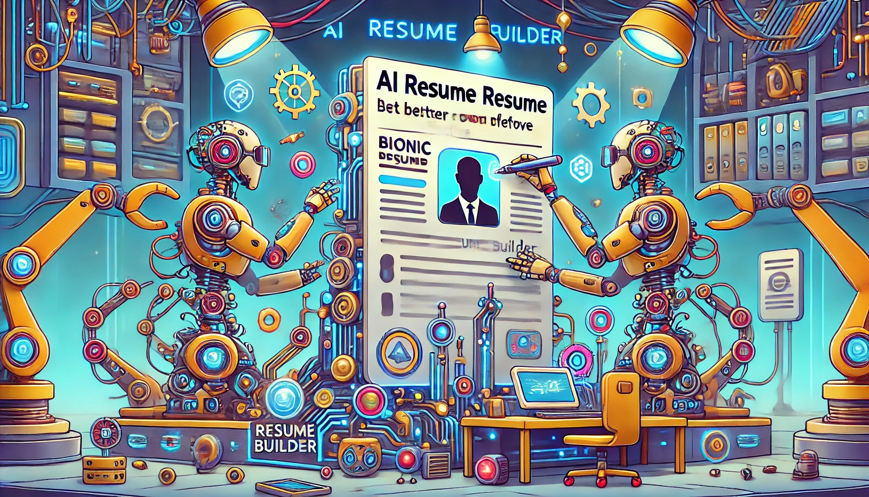 AI Resume Creating Robots working on a resume